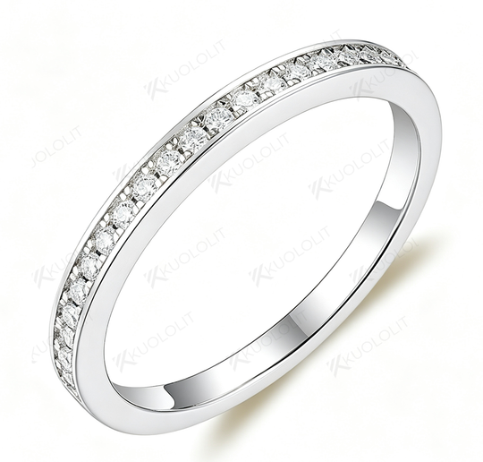 Kuololit Moissanite Width 2mm Wedding Band Rings for Women Men 925 Sliver Sterling Yellow Gold Wedding Band Round Cut for Anniversary Christmas