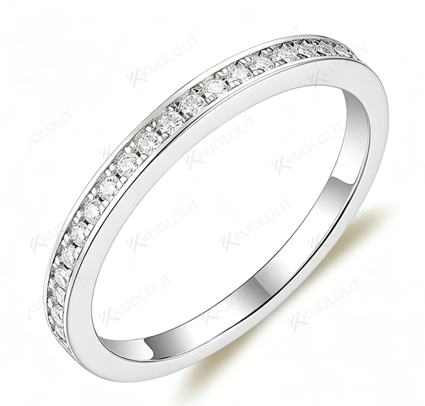 Kuololit Moissanite Width 2mm Wedding Band Rings for Women Men 925 Sliver Sterling Yellow Gold Wedding Band Round Cut for Anniversary Christmas