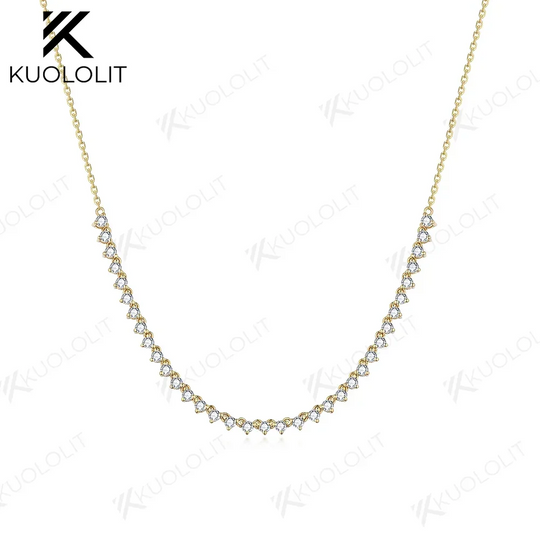 Kuololit 0.9CTW Lab Grown Diamond DVS1 Necklaces for Women Men Solid 585 14K 10K Yellow Gold Round for Anniversary Christmas