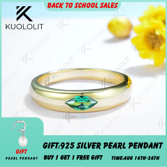 Kuololit 0,3 Karat Labor-Smaragdring für Damen, massiver 18K 14K 10K 585 Weißgoldring mit Marquise-Schliff, ideal als Weihnachts- oder Verlobungsring. 