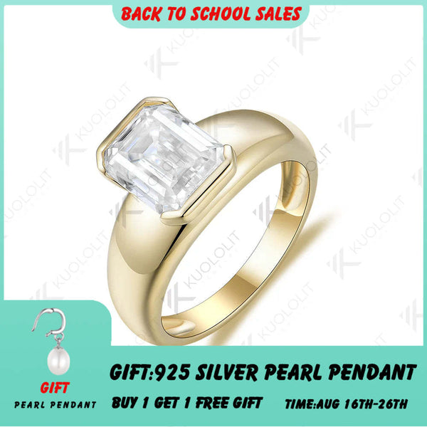 Kuololit 3 Karat Smaragdschliff Moissanit für Damen und Herren, PT950 Massivgold, 14K/10K/585 Gelbgold/Silber, für Verlobung, Hochzeit und Weihnachten 