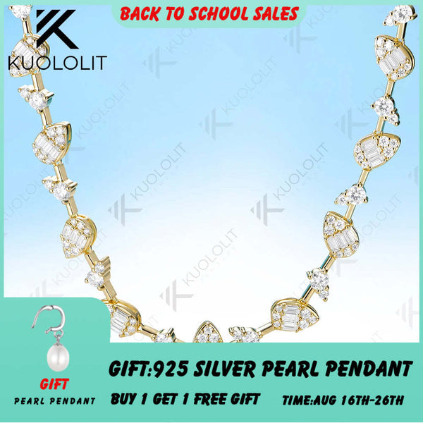 Kuololit 15CTW Moissanite Custom Necklace for Women Men Solid 585 14K 10K Yellow Gold  for Anniversary Christmas Gifts Jewelry