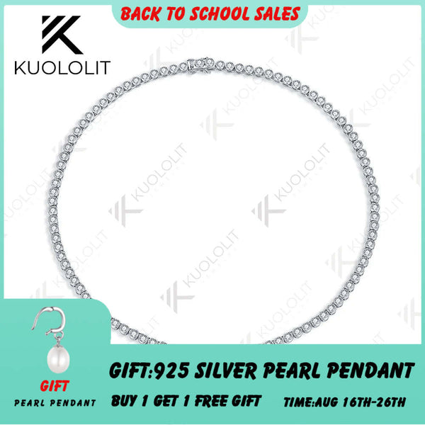 Kuololit 10.5 CTW Lab Grown Diamond Tennis Necklace for Women Pure 18K 14K 10K Gold  for Anniversary Engagement Christmas Gifts