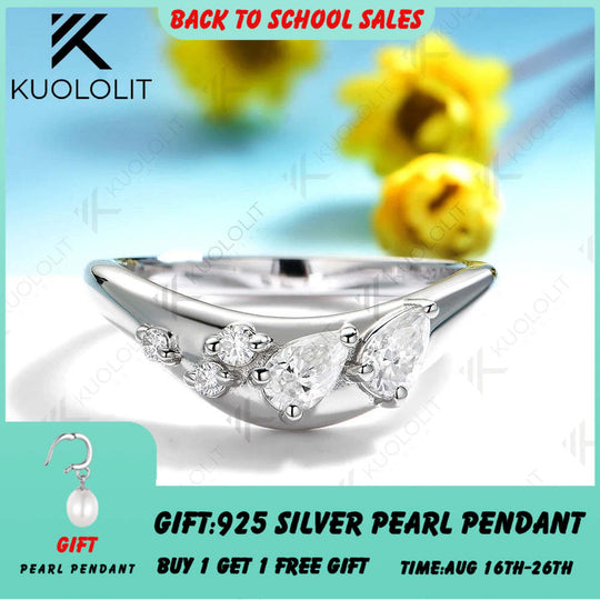 Kuololit 0.8CTW Moissanite Band Rings for Women Solid 14K 10K 585 Silver White Gold for Engagement Wedding Band for Christmas