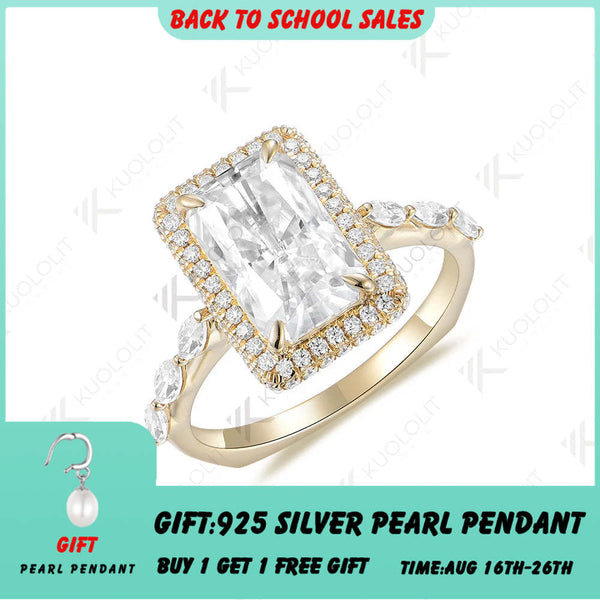 Kuololit Verlobungsring mit 3,5 Karat strahlendem Moissanit für Damen, massives 18K, 14K, 10K oder 585 Gelbgold, europäische Ringschiene, perfektes Weihnachtsgeschenk 