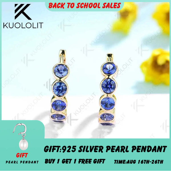Kuololit 1CTW Labor-Saphir-Ohrringe für Damen, aus massivem 14K- oder 10K-Gold, Silber und Gelbgold, Clip-Ohrringe für Partys und Weihnachten 