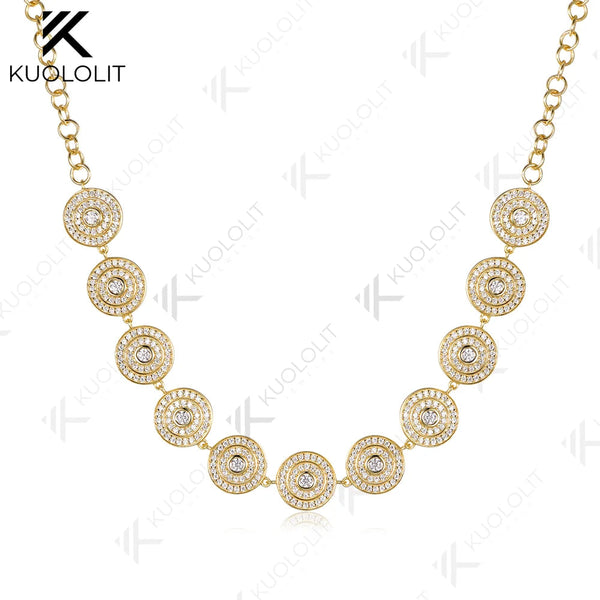 Kuololit 2.8CTW Lab Diamonds Custom Necklace for Women Solid 585 14K 10K Yellow Gold Necklace for Christmas Gifts Party Jewelry