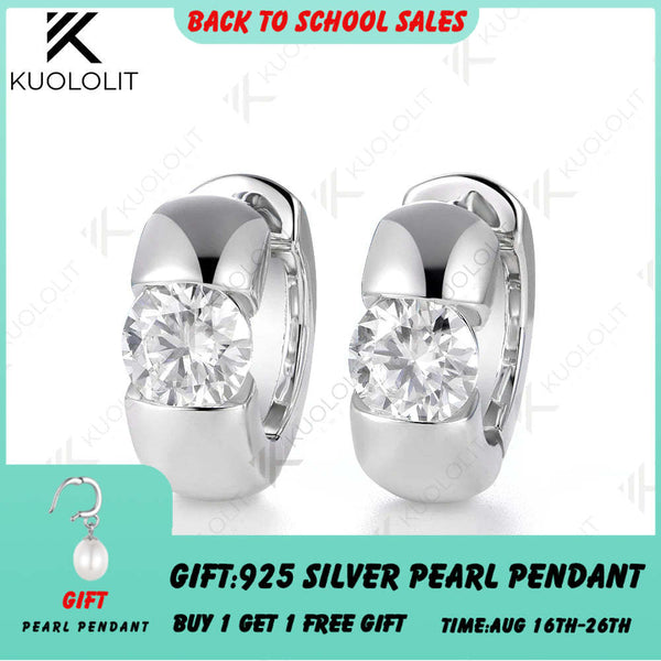 Kuololit 2CTW IGI Lab Grown Diamonds Custom Hoop Earrings for Women Solid 14K 10K Yellow Gold Engagement Ring for Christmas Gift