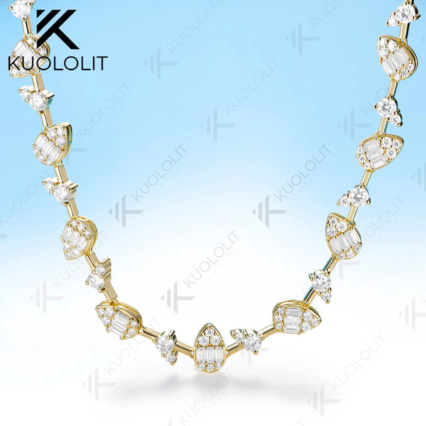 Kuololit 15CTW Moissanite Custom Necklace for Women Men Solid 585 14K 10K Yellow Gold  for Anniversary Christmas Gifts Jewelry
