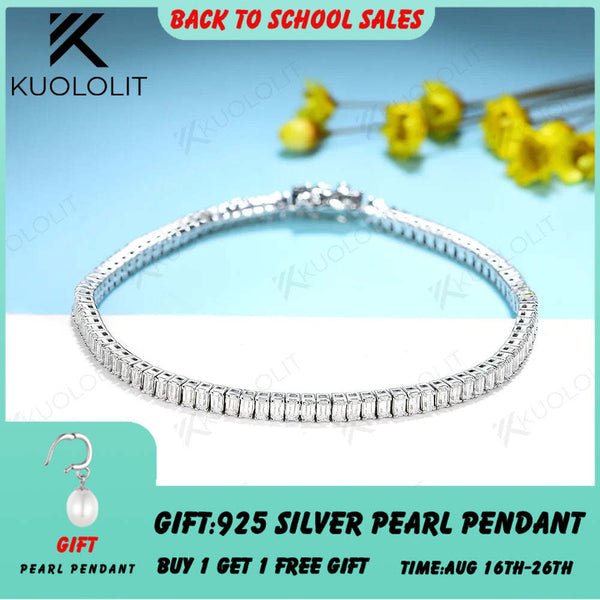 Kuololit 2 Karat Moissanit-Armbänder für Damen und Herren, 14K, 10K, 585 Massivgold, Silber, Smaragdschliff, ideal für Verlobung, Weihnachten oder andere festliche Anlässe. 