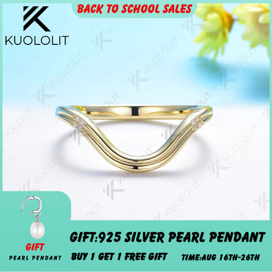Kuololit 0,03 Karat Moissanit V-Ring für Damen, massiver 18K-, 14K- oder 10K-Goldring – ideales Geschenk zum Jahrestag, zur Verlobung, zu Partys oder Weihnachten 