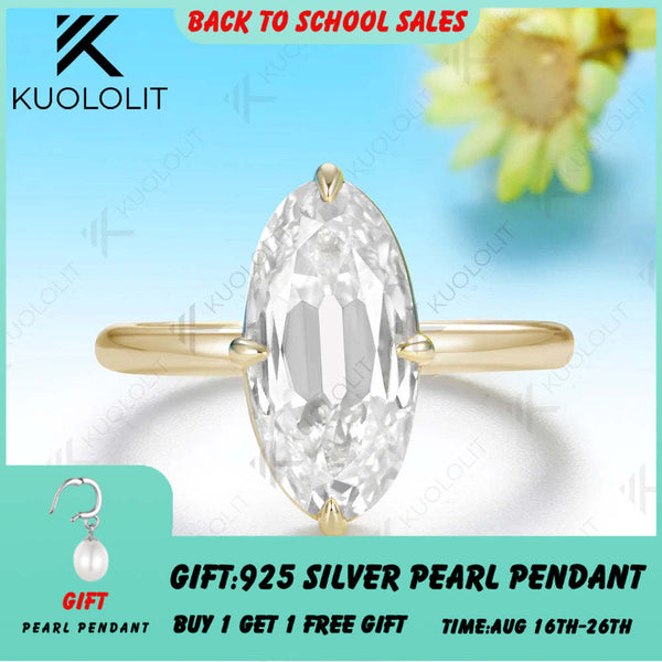 Kuololit 4CT OMC Oval Moissanite Engagement Ring for Women Solid 14K 10K Yellow Gold Custom Ring for Anniversary Christmas Gift