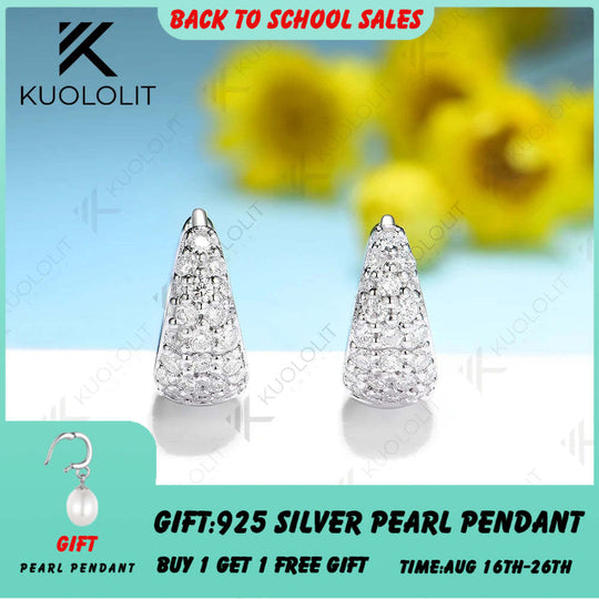 Kuololit Moissanite Hoop Earrings for Women Solid 18K 14K 10K Yellow Gold U Earring for Party Christmas Classic Engagement
