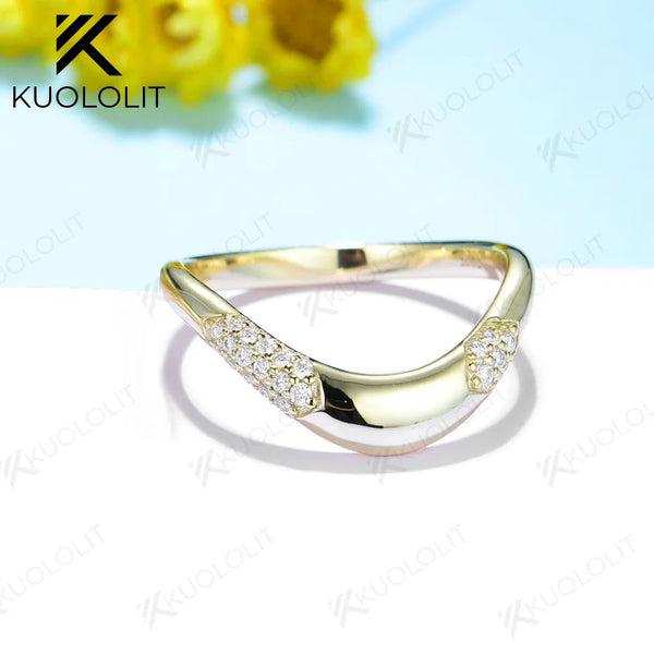 Kuololit Moissanit-Ringe (0,14 Karat) für Damen und Herren, massives 14K/10K/585 Silber/Gelbgold, Ehering für Jahrestag/Weihnachten 