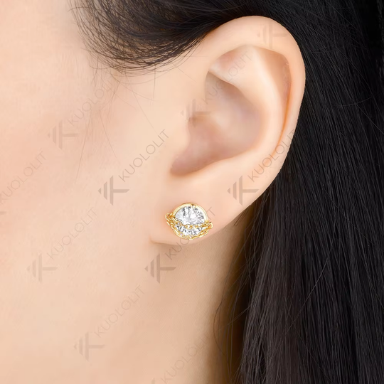 Kuololit 2.4CTW Cyan Moissanite Jubilee Cut Earrings for Women Solid 14K 10K 585 Yellow Gold Custom Earrings for Christmas Gifts