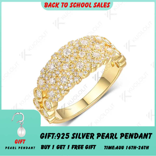 Kuololit Damenring mit 0,72 Karat Labordiamanten, massives 10K/14K Gelbgold, Diamantband, ideal als Verlobungs- oder Weihnachtsgeschenk. 
