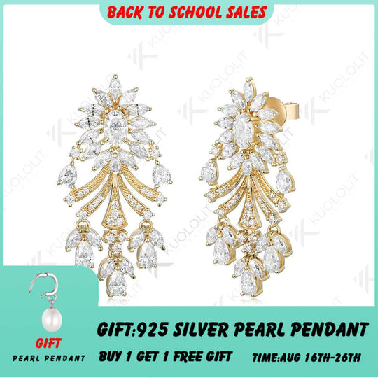 Kuololit Moissanit-Ohrringe (7,5 ct) für Damen, 14K/10K Massivgold, Gelbgold, Silber, Clip-Creolen – für Partys, Weihnachten, klassisch-luxuriös 