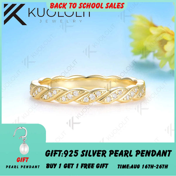 Kuololit 0.48CTW Moissanite Band for Women Men Solid14K 10K Yellow Gold Eternity Band for Anniversary Christmas Gifts Party