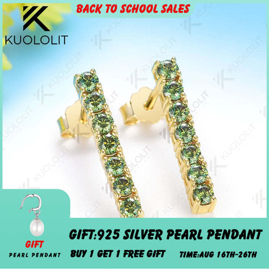 Kuololit 0.63CTW Cyan Moissanite Custom Stud Earrings for Women Solid 14K10K 585 Yellow Gold Stud Earrings for Christmas Gifts
