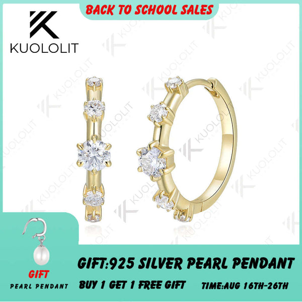 Kuololit 1 Karat runde, im Labor gezüchtete Diamant-Creolen für Damen, massives 18K, 14K, 10K, 585 Gelbgold, VS-Diamanten, ideales Weihnachtsgeschenk