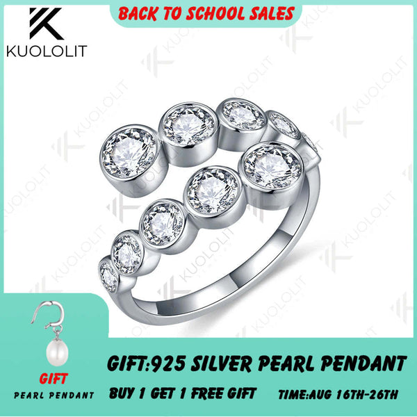 Kuololit 2.2CTW Lab Grown Diamonds Ring for Women Men Solid 14K 10K 585 White Gold Bezel Set Wedding Band for Christmas Gifts