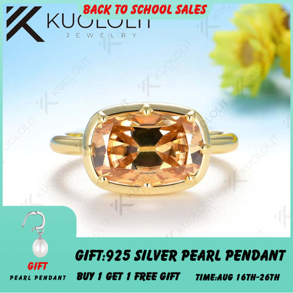Kuololit 4,5 Karat OMC Champagner-Moissanit-Ring für Damen, 585er, 14K oder 10K Gelbgold, Verlobungsring, Weihnachtsgeschenk oder Jahrestagsgeschenk 