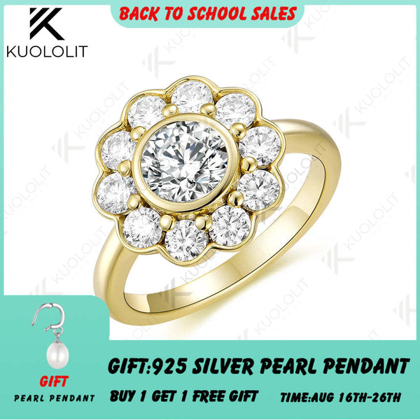 Kuololit 1CT IGI Lab Grown Diamonds Ring for Women Solid 18K 14K 10K Yellow Gold Bezel Set Ring for Engagement  Anniversary Gift