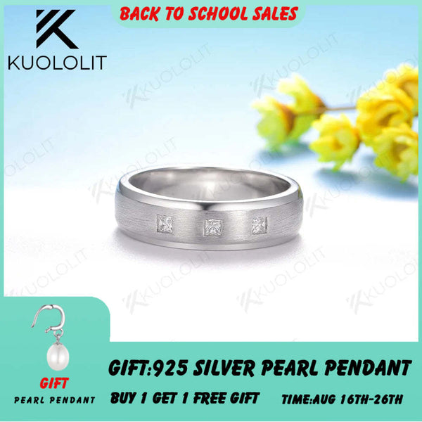 Kuololit 0,24 Karat Moissanit Prinzessschliff gebürsteter Ring für Damen und Herren aus 925er Sterlingsilber, 14-karätigem und 10-karätigem Gold, ideal für Jahrestag und Verlobung. 