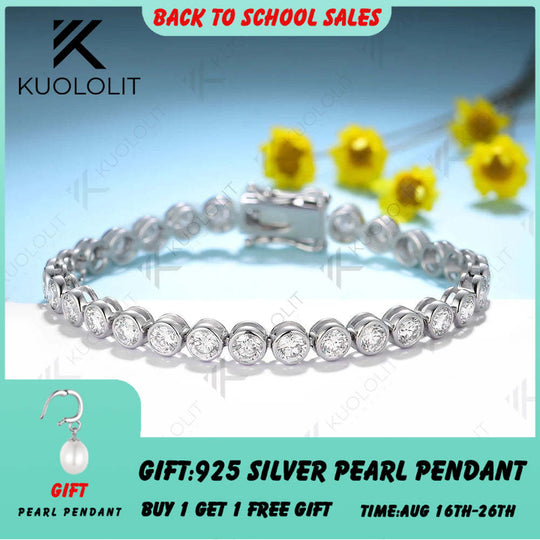 Kuololit 10,5 Karat Moissanit-Tennisarmband für Damen, gefertigt aus reinem 18-, 14- und 10-Karat-Gold – das perfekte Geschenk zum Jahrestag oder zur Verlobung. 