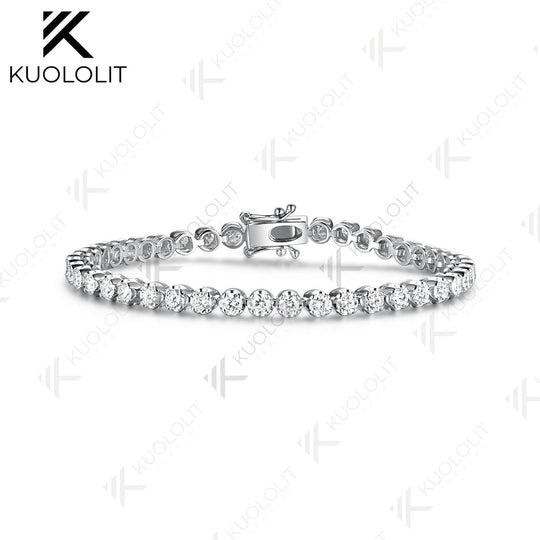 Kuololit 6CTW Lab Grown Diamonds Bracelet for Women Solid 14K 10K Yellow Gold Tennis Bracelet for Christmas Party Luxury Gifts