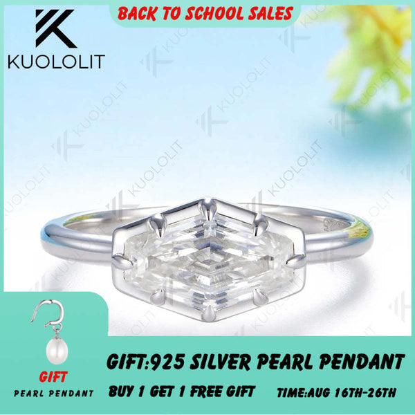 Kuololit 2CT Hexagon Moissanite Ring for Women Solid 14K 10K White Gold  Engagement Ring for Christmas Gifts Anniversary Party