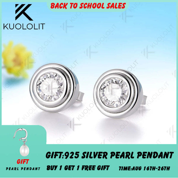 Kuololit 2CTW Moissanite Custom Stud Earrings 14k 10k Solid Gold 925 Silver Stud Earrings Round Cut for Christmas Party Gifts