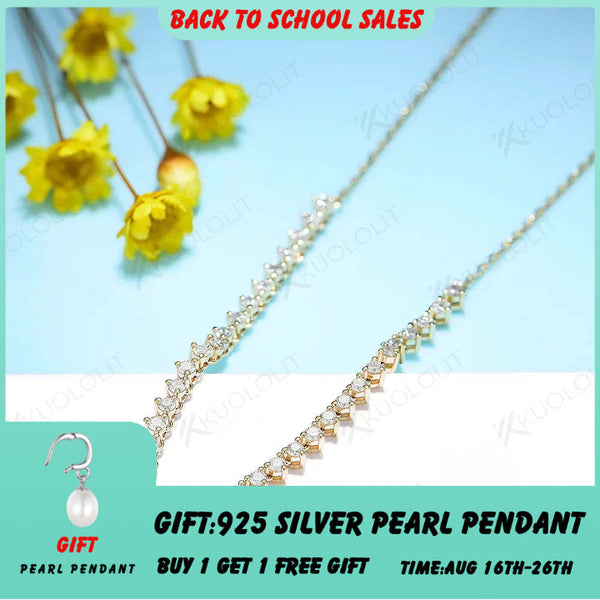 Kuololit 0.9CTW Moissanite DVS1 Necklaces for Women Men Solid 585 14K 10K 925 Sliver Yellow Gold Round for Anniversary Christmas
