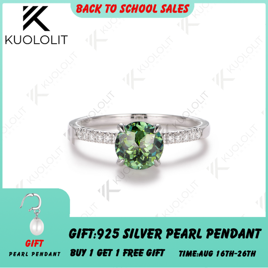 Kuololit 2CT jubilee Cyan Champagne Moissanite Engagement Ring for Women Solid 925 White Gold for Valentine's Day Gifts Party