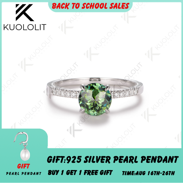 Kuololit 2CT jubilee Cyan Champagne Moissanite Engagement Ring for Women Solid 925 White Gold for Valentine's Day Gifts Party
