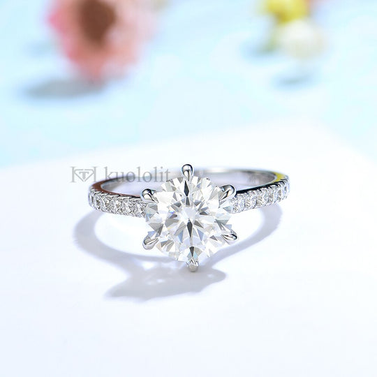 Kuololit 1.5CT Round Moissanite 18K 14K 10K 585 White Gold Ring for Women Created Diamonds Luxury Ring for Engagement Wedding