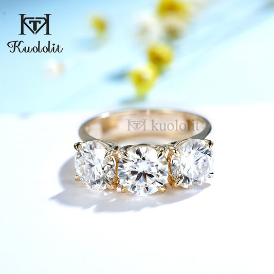 Kuololit 6CT Moissanite AU750 18K 14K White Gold Ring for Women Round D VVS Solitaire Ring for Engagement Party 2022 New Trends
