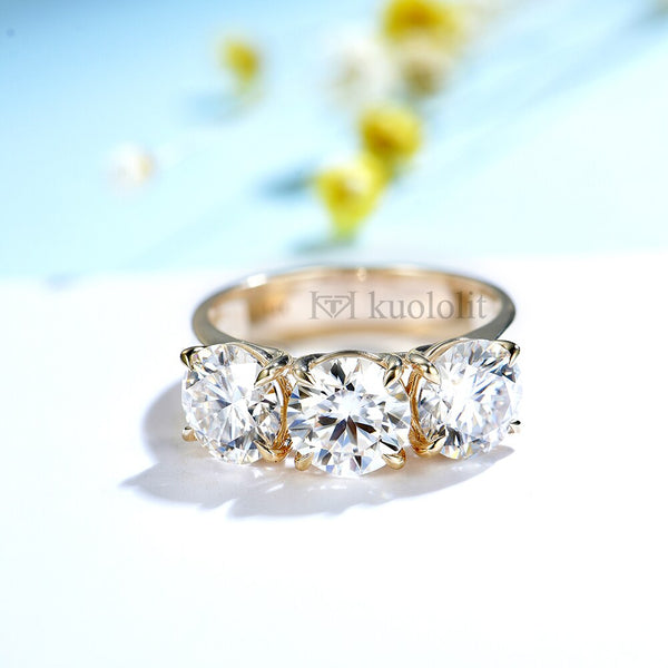 Kuololit 6CT Moissanite AU750 18K 14K White Gold Ring for Women Round D VVS Solitaire Ring for Engagement Party 2022 New Trends