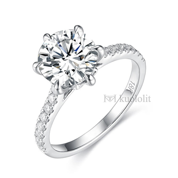 Kuololit 1.5CT Round Moissanite 18K 14K 10K 585 White Gold Ring for Women Created Diamonds Luxury Ring for Engagement Wedding