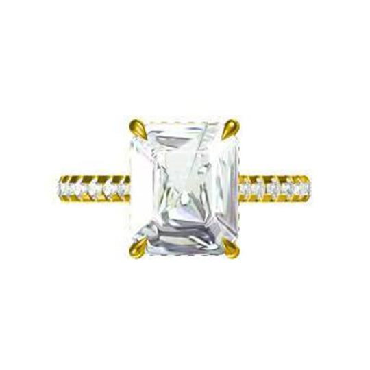 Kuololit 5CT Moissanite AU750 18K 14K White Gold Set Ring for Women Emerald Cut  D VVS Solitaire Ring for Engagement Party Gifts