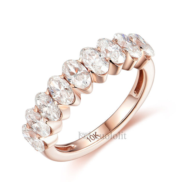 Kuololit 2.7CT Moissanite Solid Rose Gold Ring for Women Real 18K 14K 10K Gold Oval Ring Matching  Eternity Band for Engagement