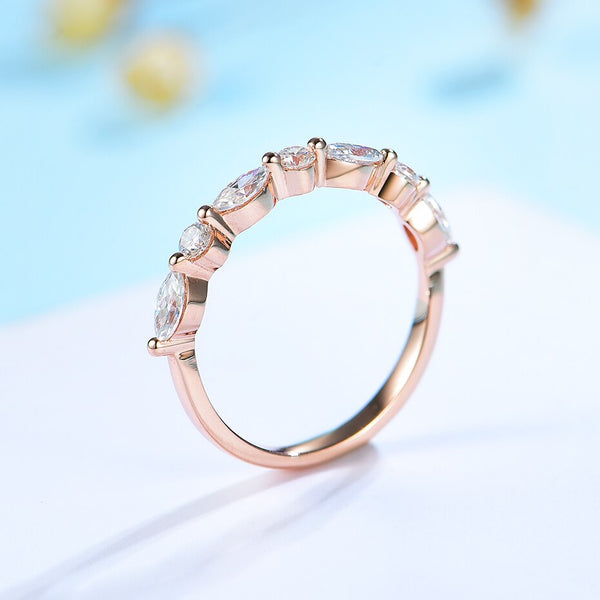 Kuololit Bubble Ring 14K 10K 585 Rose Gold for Women Marquise Moissanite Ring Matching Band Engagement for Party