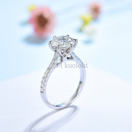 Kuololit 1.5CT Round Moissanite 18K 14K 10K 585 White Gold Ring for Women Created Diamonds Luxury Ring for Engagement Wedding