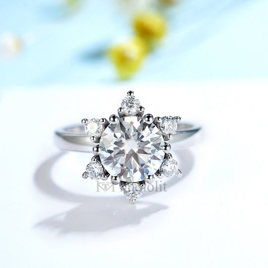 Kuololit 2CT Moissanite AU750 18K 14K White Gold Ring for Women Round D VVS Solitaire Ring for Engagement Party  New Trends