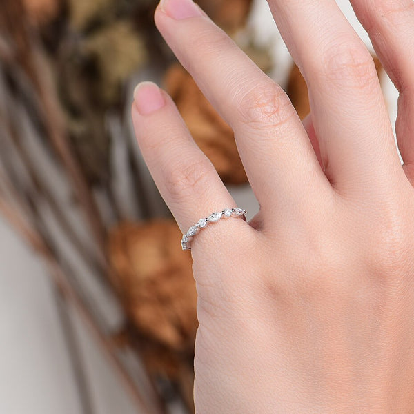 Kuololit Bubble Ring 14K 10K 585 Rose Gold for Women Marquise Moissanite Ring Matching Band Engagement for Party