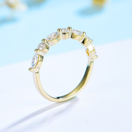 Kuololit Bubble Ring 14K 10K 585 Rose Gold for Women Marquise Moissanite Ring Matching Band Engagement for Party