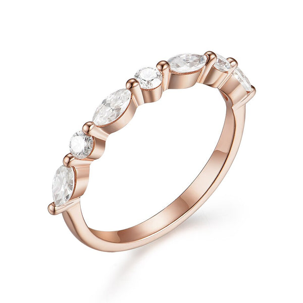 Kuololit Bubble Ring 14K 10K 585 Rose Gold for Women Marquise Moissanite Ring Matching Band Engagement for Party