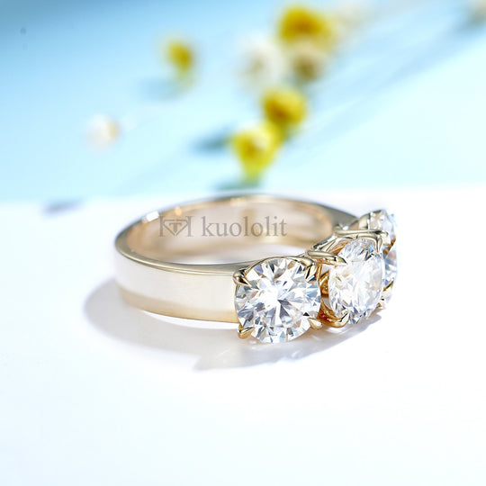 Kuololit 6CT Moissanite AU750 18K 14K White Gold Ring for Women Round D VVS Solitaire Ring for Engagement Party 2022 New Trends